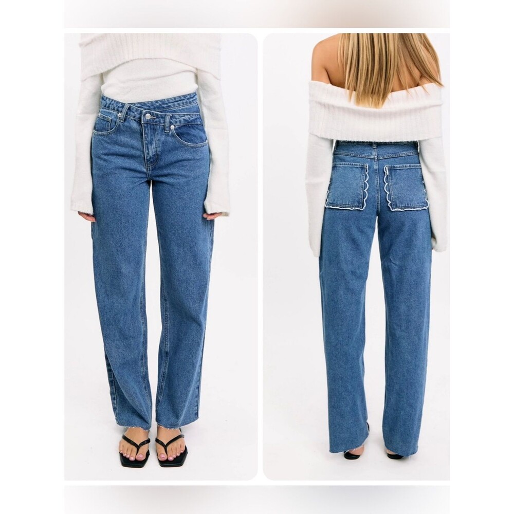 Beginning Boutique Kansis Uneven Waist Scallop Pocket Jeans US 8 NWT